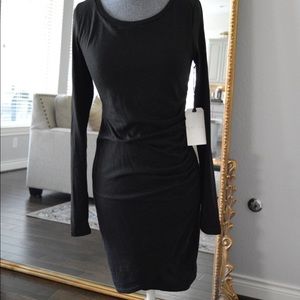Leith Black Ruched Bodycon Long Sleeve Dress